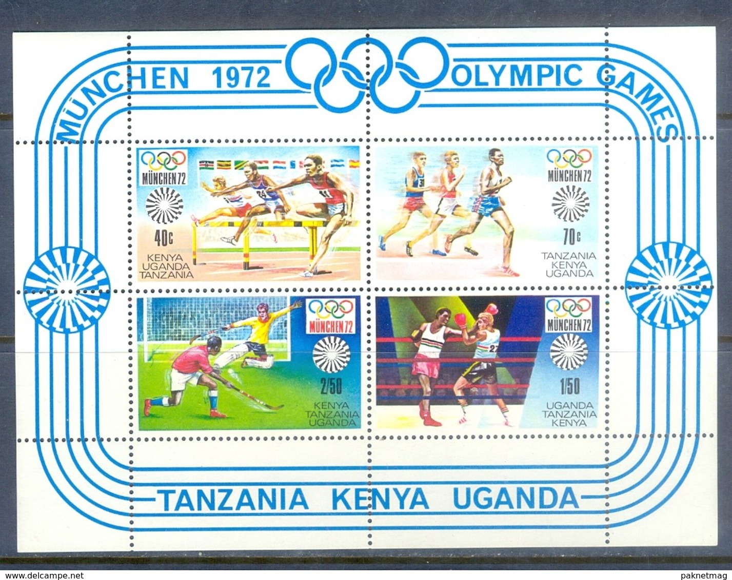 K163- Olympic Games 1972. Tanzania Kenya Uganda. Hockey. Boxing. Marathon Race. - Summer 1972: Munich
