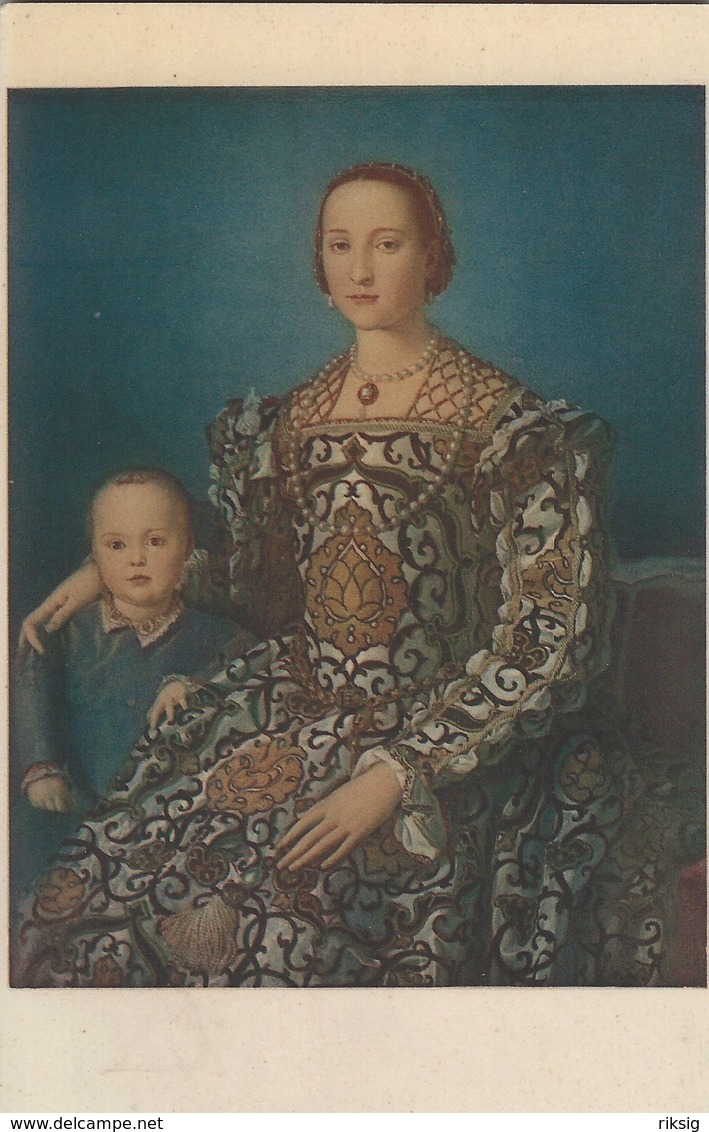 Painting - " Eleonore Di Toledo" Bronzino. Galleria Uffizi, Firenze   Italy.  S-4329 - Other & Unclassified