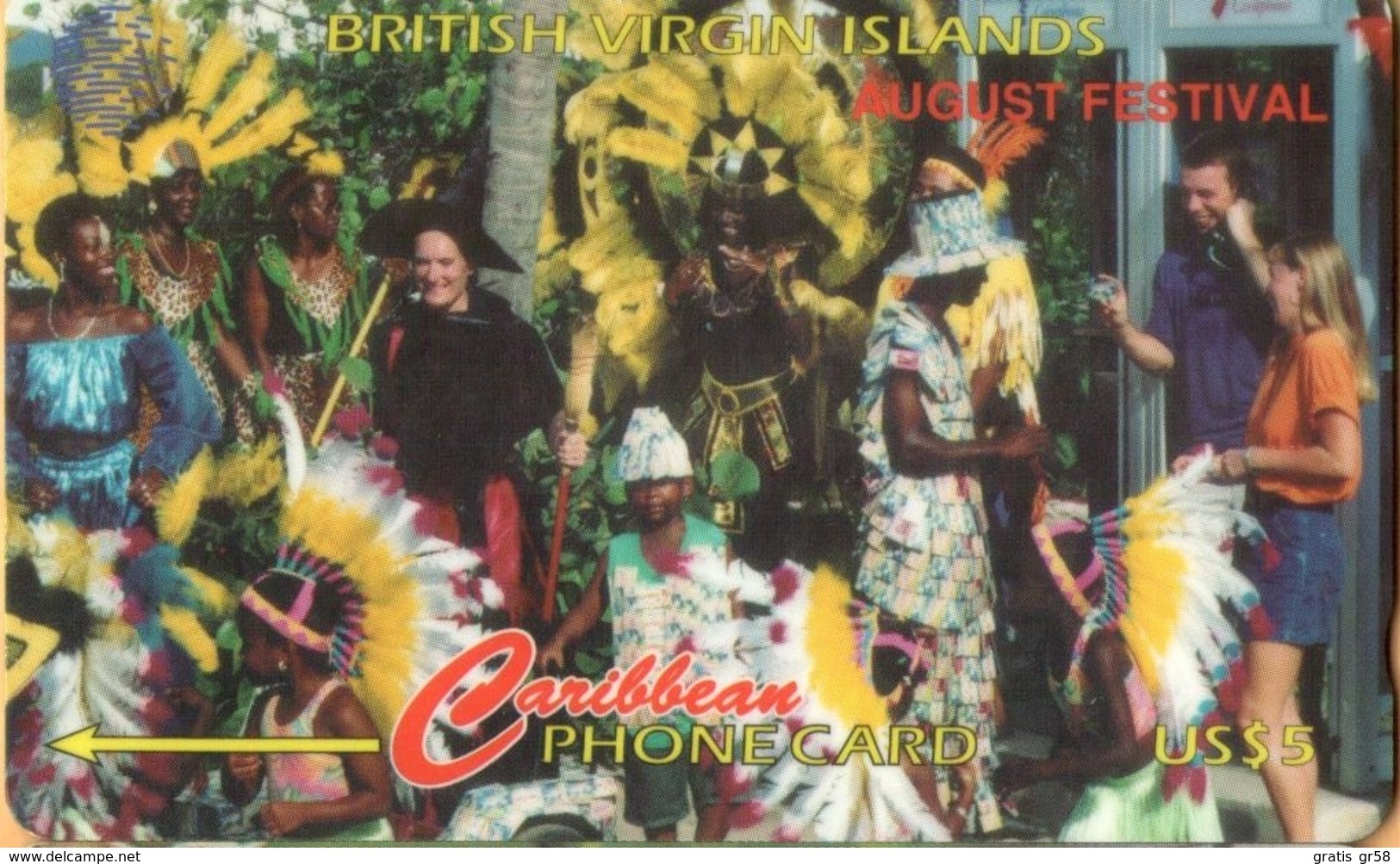 Virgin Islands - GPT, MV: BVI-143G, 143CBVG , August Festival (Spanish), Cultural, 10.000ex, 1997, Used As Scan - Vierges (îles)