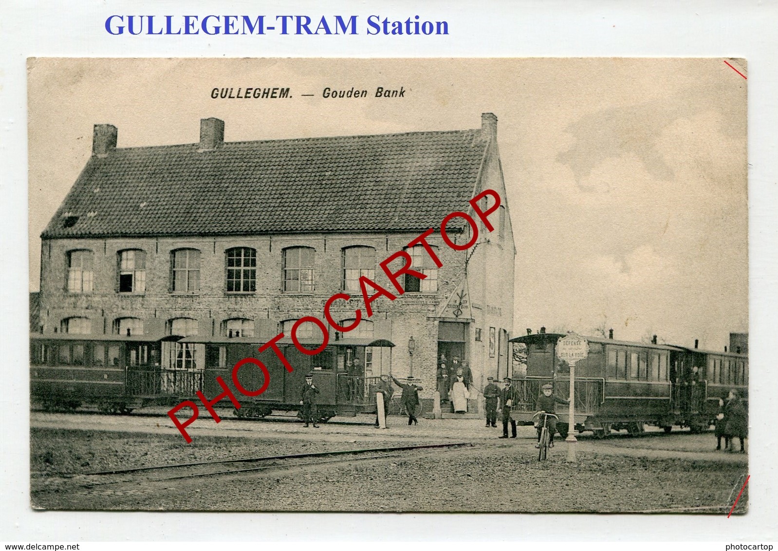 GULLEGEM-TRAM STATION-TRAIN-Gouden Bank-1914-Periode Guerre 14-18-1WK-BELGIEN-Flandern-Feldpost- - Wevelgem
