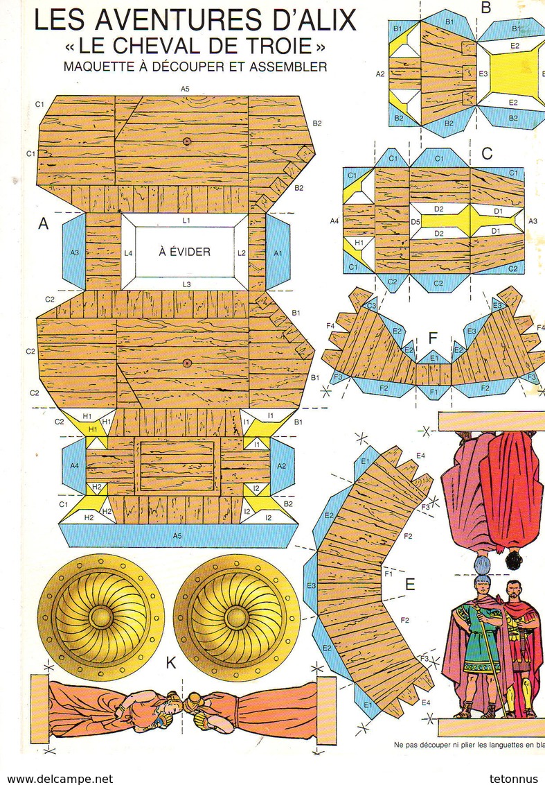 PLANCHE A DECOUPER ET A ASSEMBLER "LE CHEVAL DE TROIE" ALIX - Objets Publicitaires