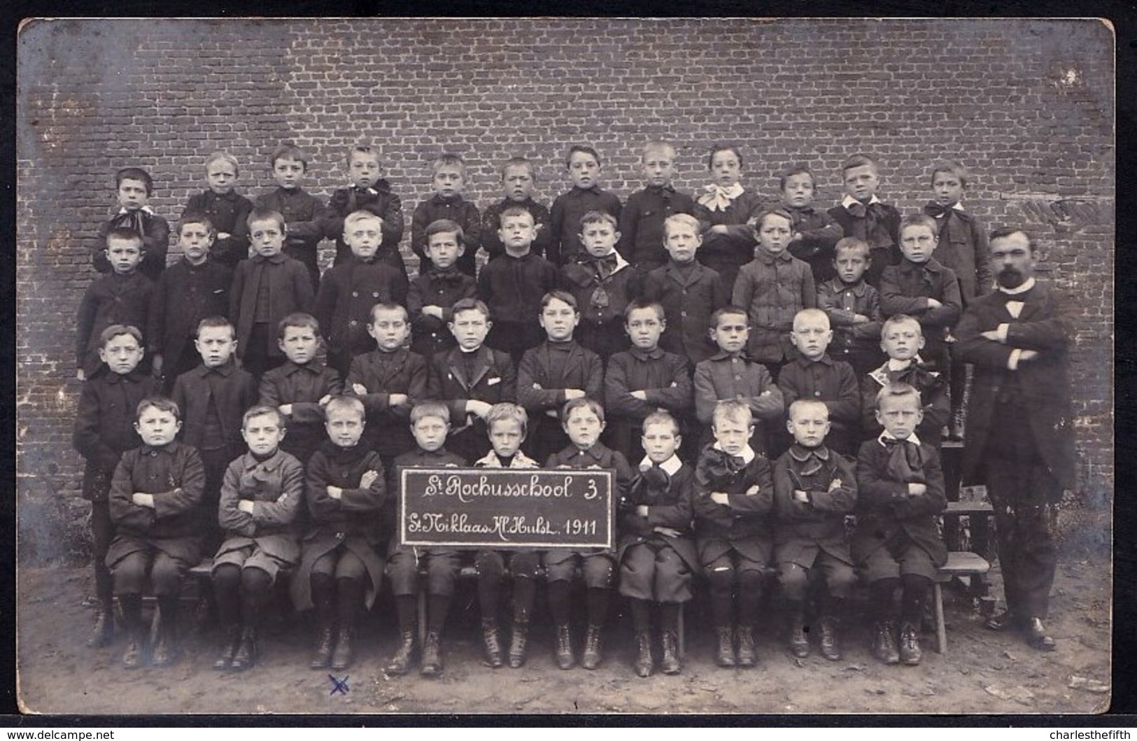 FOTOKAART SINT NIKLAAS - ST ROCHUS SCHOOL - 3e Jaar -  In 1911 - KLEINE HULSTSTRAAT - Sint-Niklaas