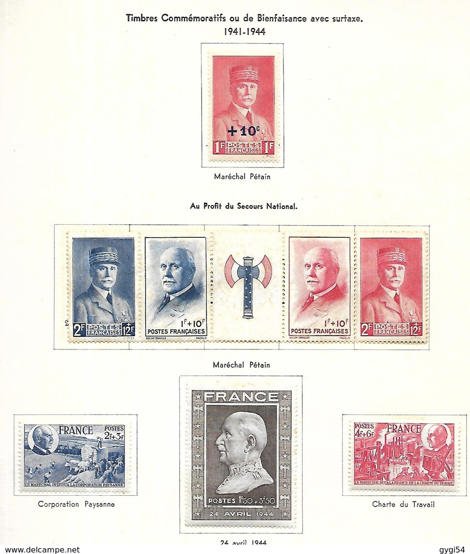 France  Commémoratifs 1940 - 1943    Cat Yt N°  LOT      N* MLH - Neufs