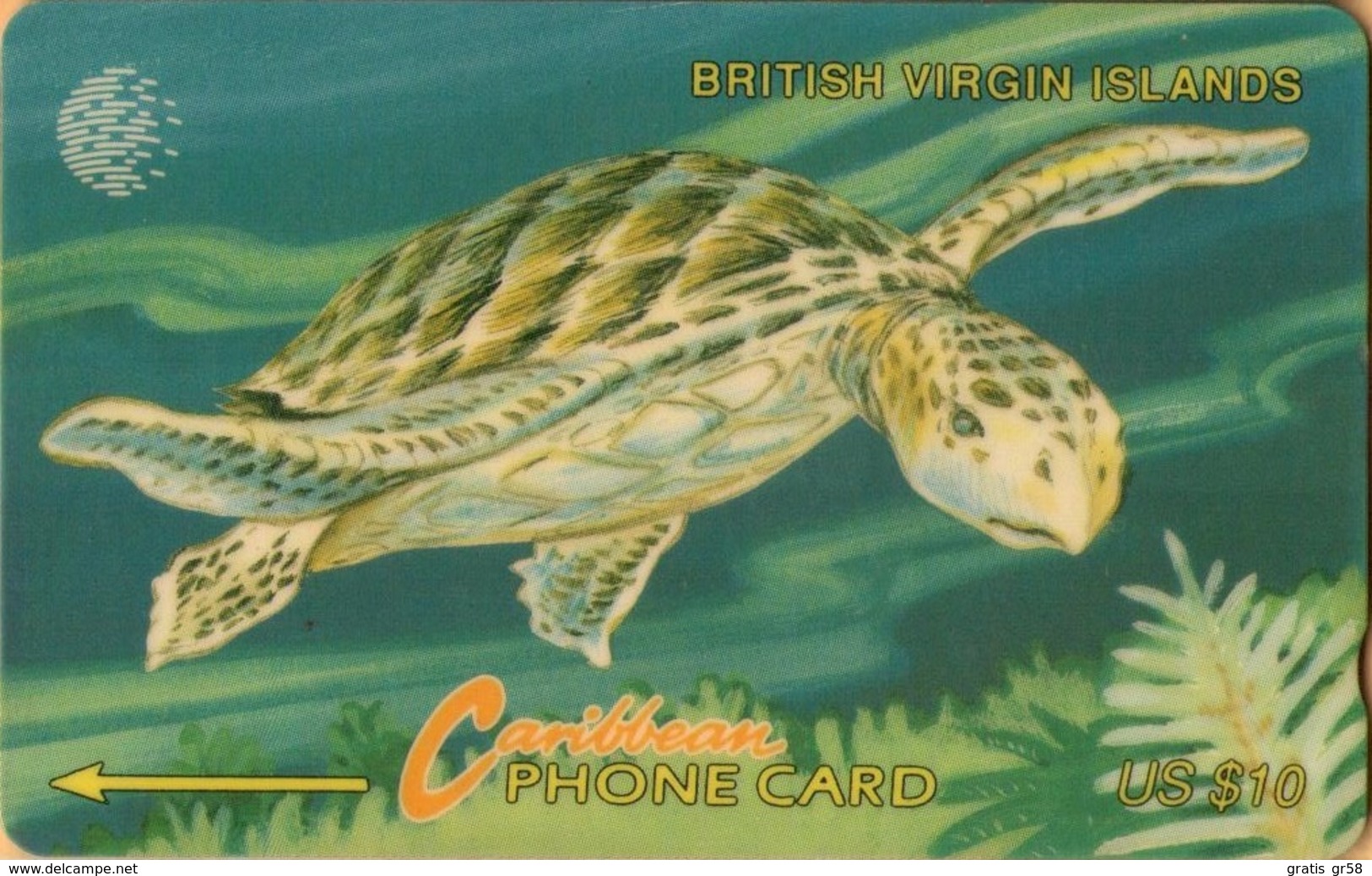 Virgin Islands - GPT, MV: BVI-21C, 21CBVC, BVI Wild Life - Turtle, 20,000ex, 1995, Used As Scan - Virgin Islands