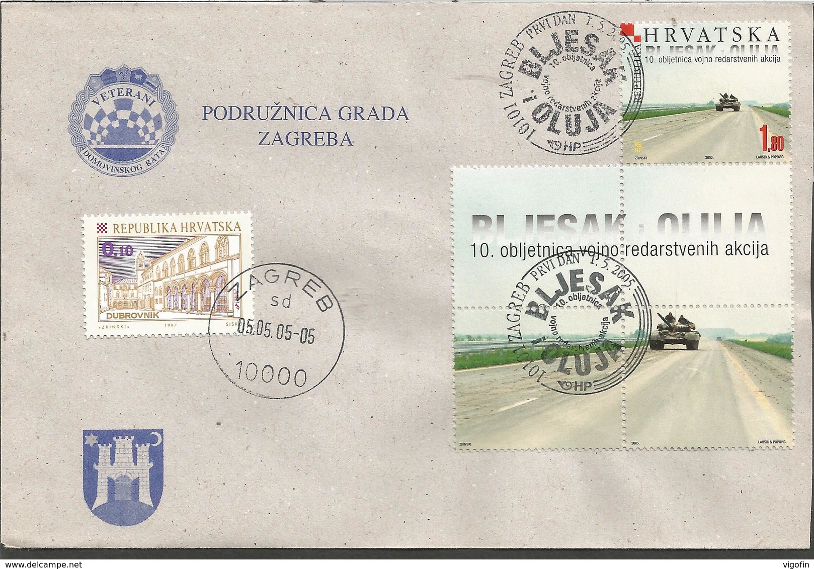 HR 2005-716 10A°BLJESAK & OLUJA, CROATIA-HRVATSKA, LETTER - Croatia