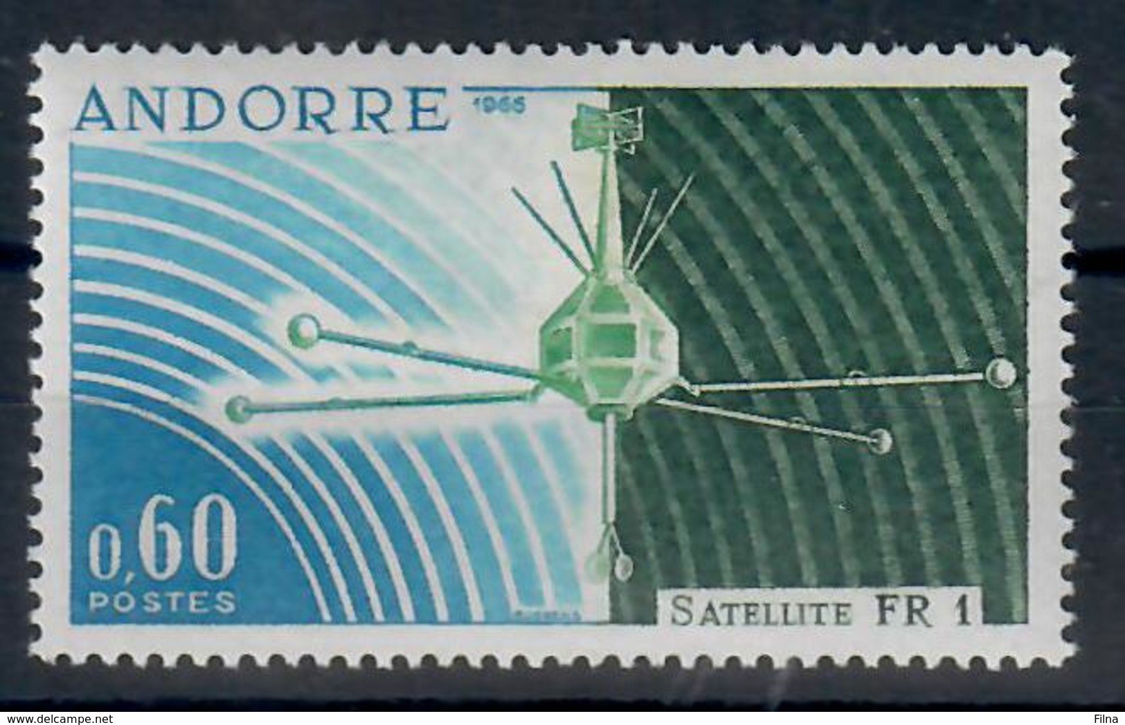 ANDORRA FR. -  1966- LANCIO DEL SATELLITE FRANCESE FR1. - MNH** - Nuovi