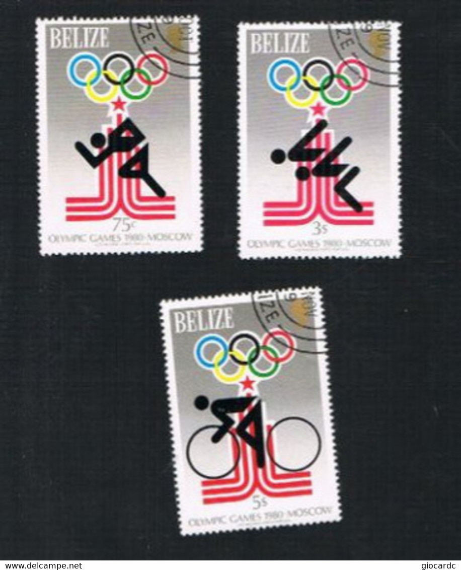 BELIZE - SG 514.521 -  1979 OLYMPIC GAMES (3 STAMPS OF THE SET)  - USED ° - Belize (1973-...)