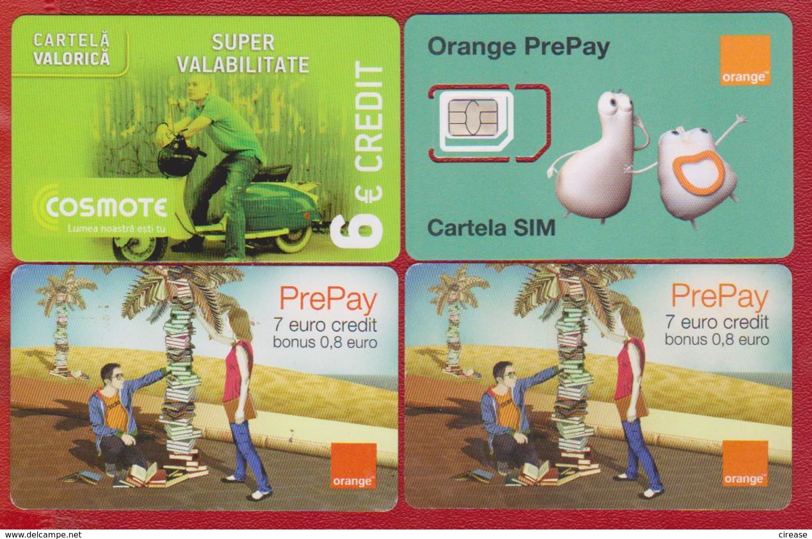 4 Phone Cards PrePay Orange And Cosmote Romania - Roumanie