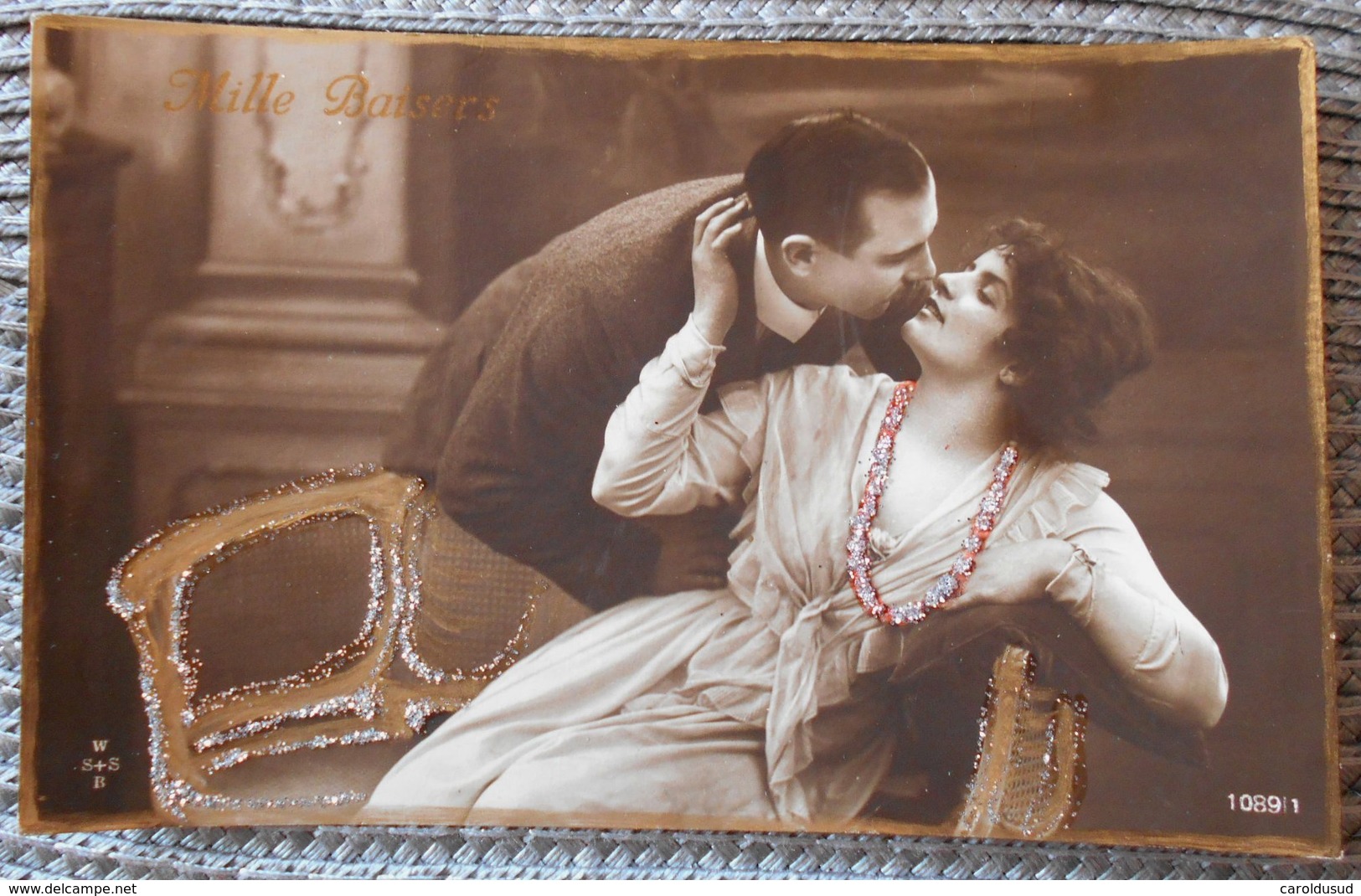 Cp Photo WSSB SEPIA COUPLE HOMME FEMME Assise CATHERINE VALENTIN Mille Baisers - Photographie