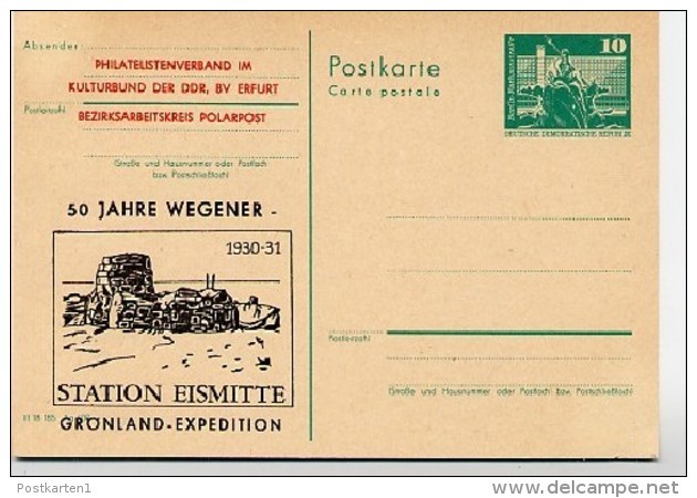 Wegener-Grönland-Expedition DDR P79-29-80 C127 Postkarte Zudruck 1980 - Forschungsstationen & Arctic Driftstationen