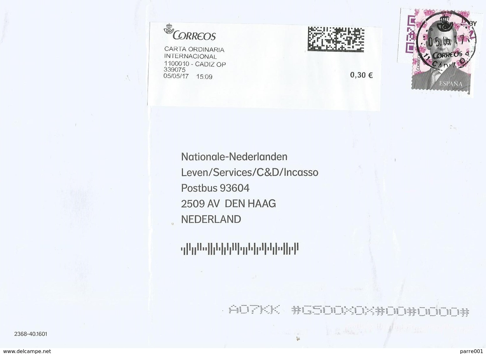 Espana Spain 2017 Cadiz King Felipe Meter CORREOS Label EMA Cover - Lettres & Documents