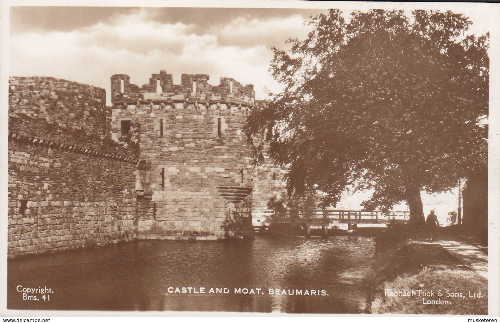 United Kingdom PPC Wales Castle And Moat, Beaumaris TUCK's Card Echte Real Photo Véritable (2 Scans) - Anglesey