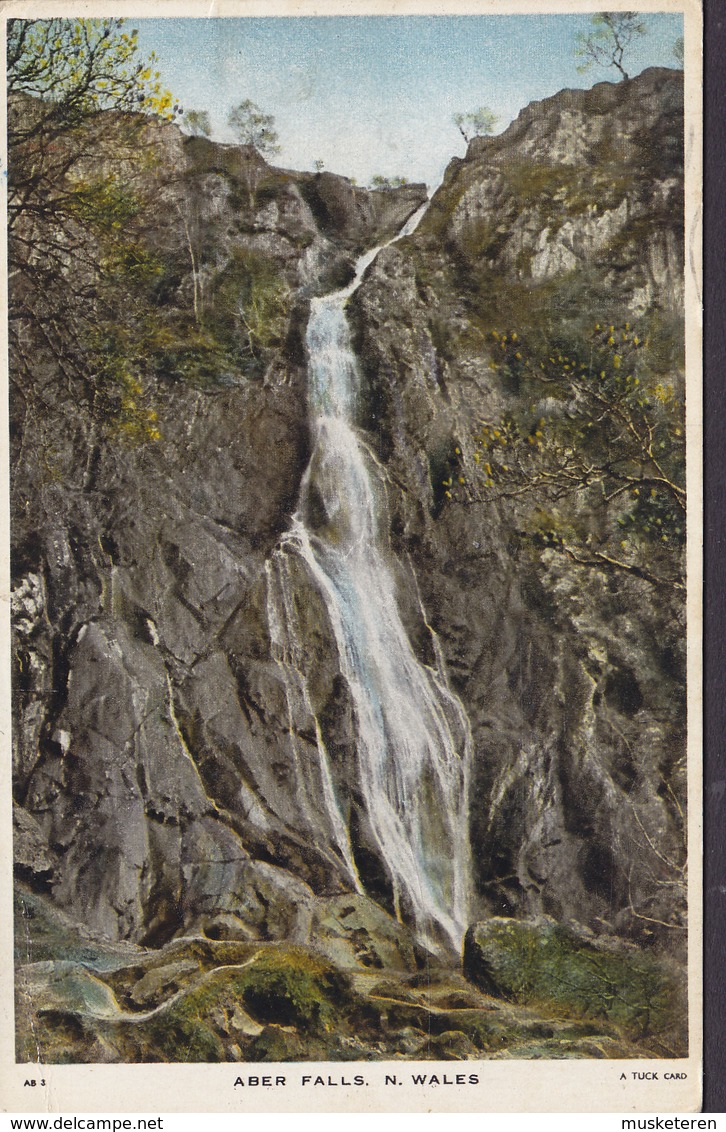 United Kingdom PPC Aber Falls North Wales TUCK's Postcard CHESHAM & AMERSHAM Bucks 1957 (2 Scans) - Caernarvonshire