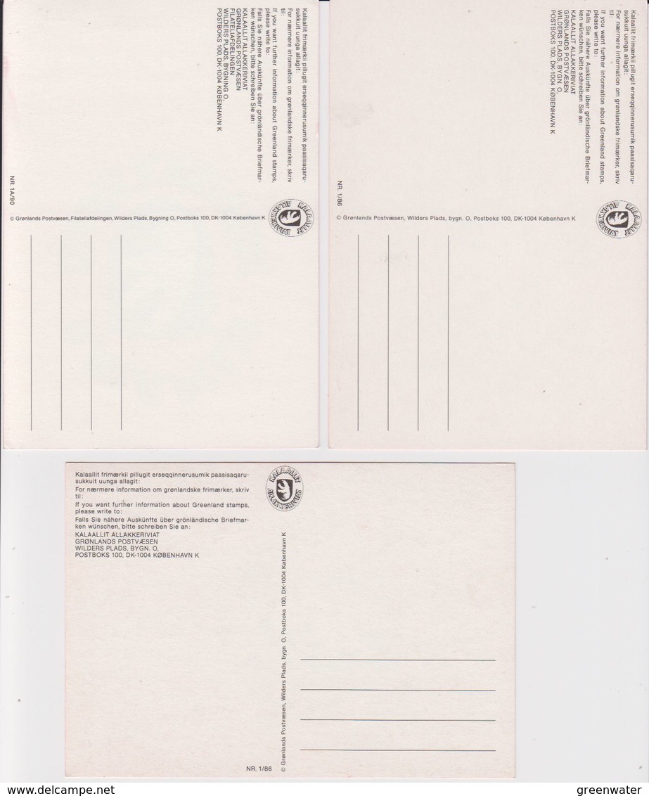 Greenland 1986/90 "Gronlands Postvaesen" 3 Postcards Unused  (40466A) - Cartas & Documentos
