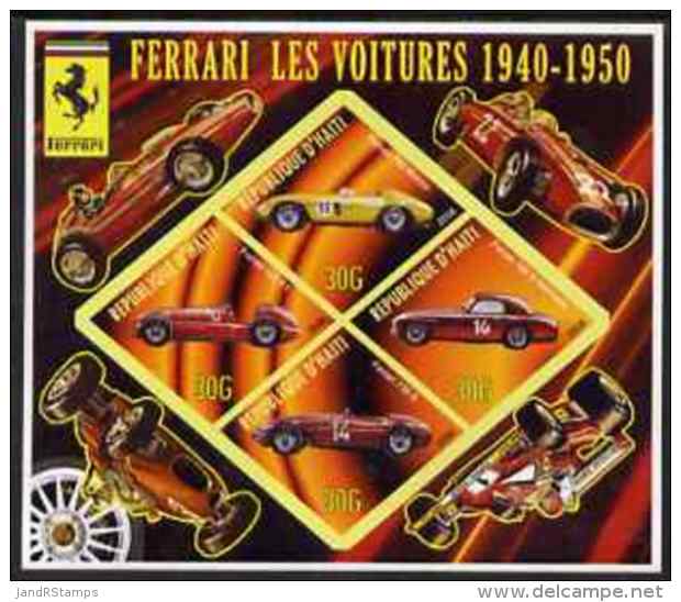 63321 Haiti 2006 Ferrari Cars 1940-1950 Imperf Sheetlet 4 Diamond Shaped Values Unmounted Mint (racing) - Haïti