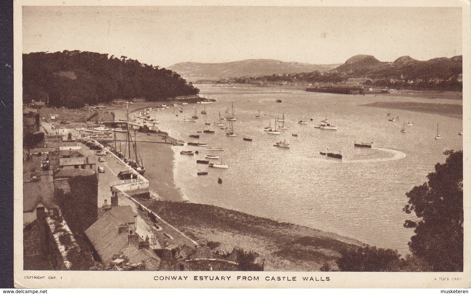 United Kingdom PPC Wales Conway Estuary From Castle Walls Raphael Tuck CONWAY Caernavonshire 1948 To LIVERPOOL (2 Scans) - Caernarvonshire