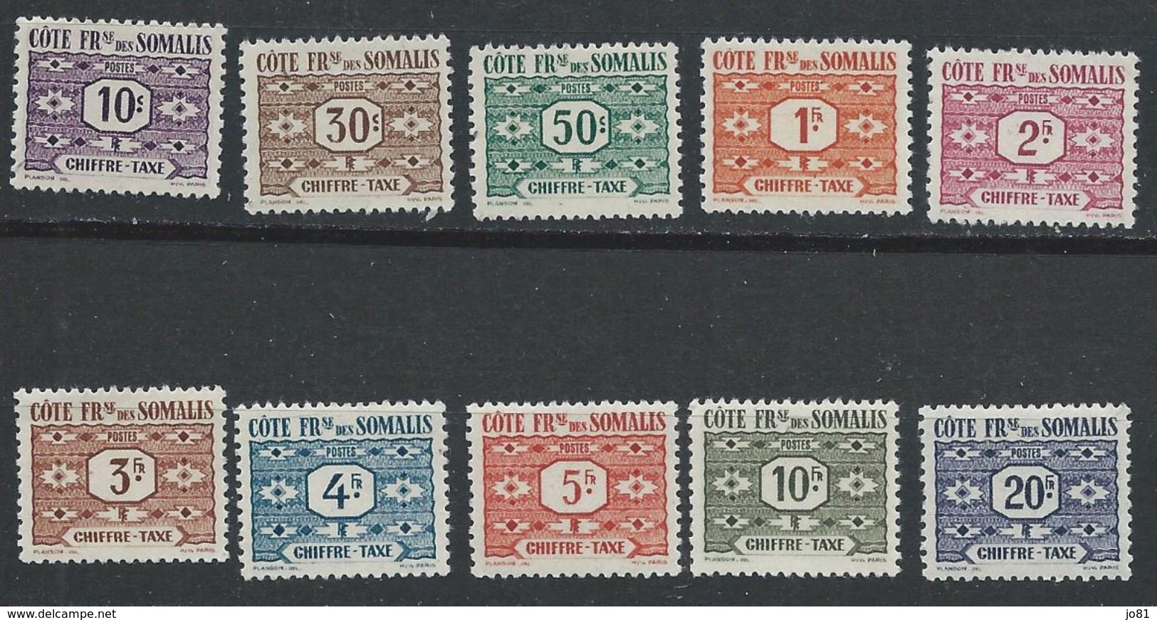 Côte Des Somalis YT Taxe 44-53 XX / MNH - Neufs