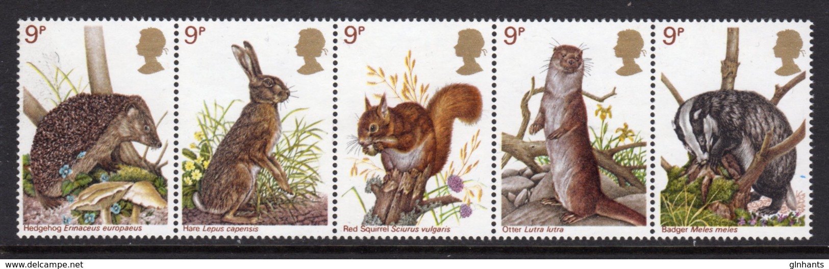 GREAT BRITAIN GB - 1977 BRITISH WILDLIFE SET (5V) IN HORIZONTAL STRIP FINE MNH ** SG1039a - Unused Stamps