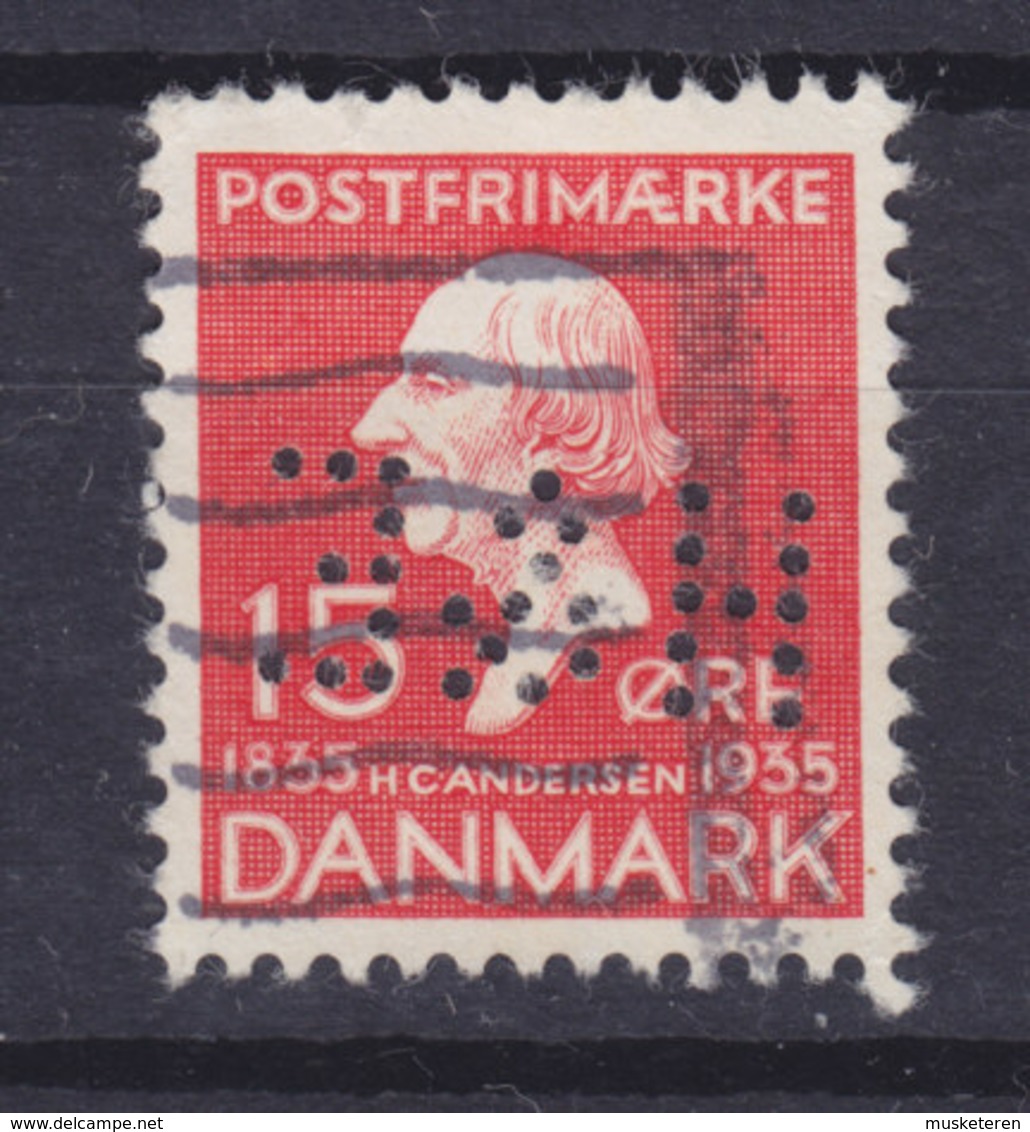 Denmark Perfin Perforé Lochung (H26) 'H&E' Hvalsøe & Erlandsen A/S København Hans Christian Andersen Stamp (2 Scans) - Abarten Und Kuriositäten