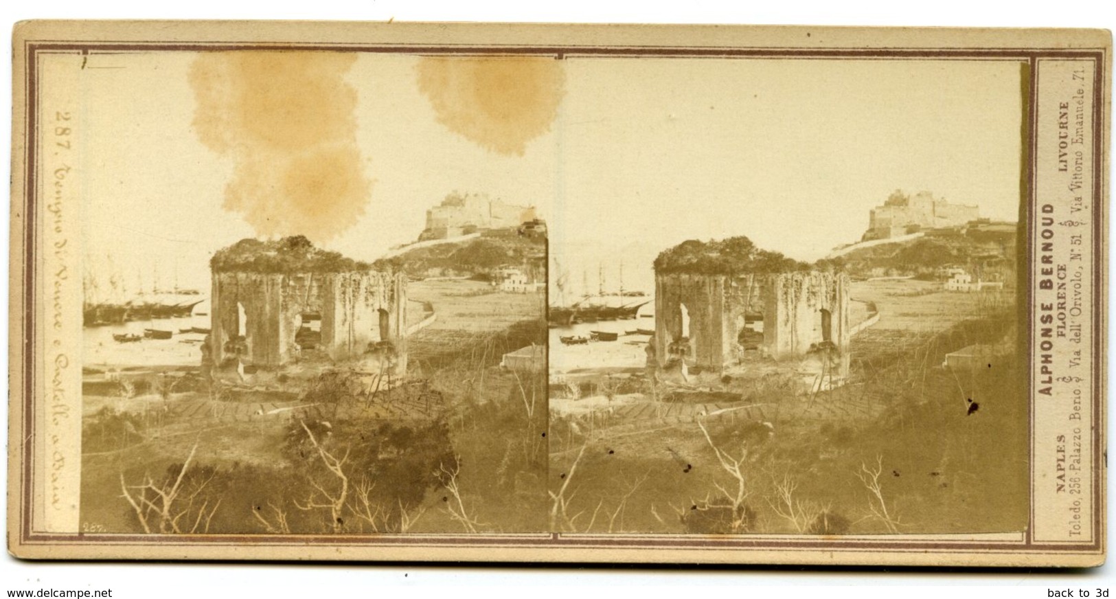 Naples - Napoli Castello Di Baia - Photo Stereo  Circa 1860 Alphonse Bernoud - Photos Stéréoscopiques