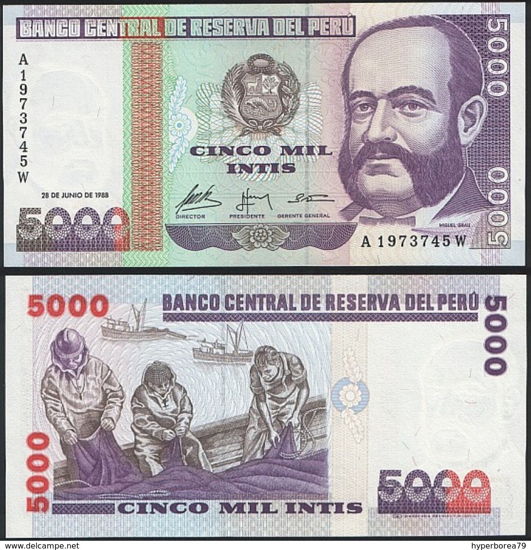 Peru P 137 - 5000 5.000 Intis 28.6.1988 - UNC - Perù