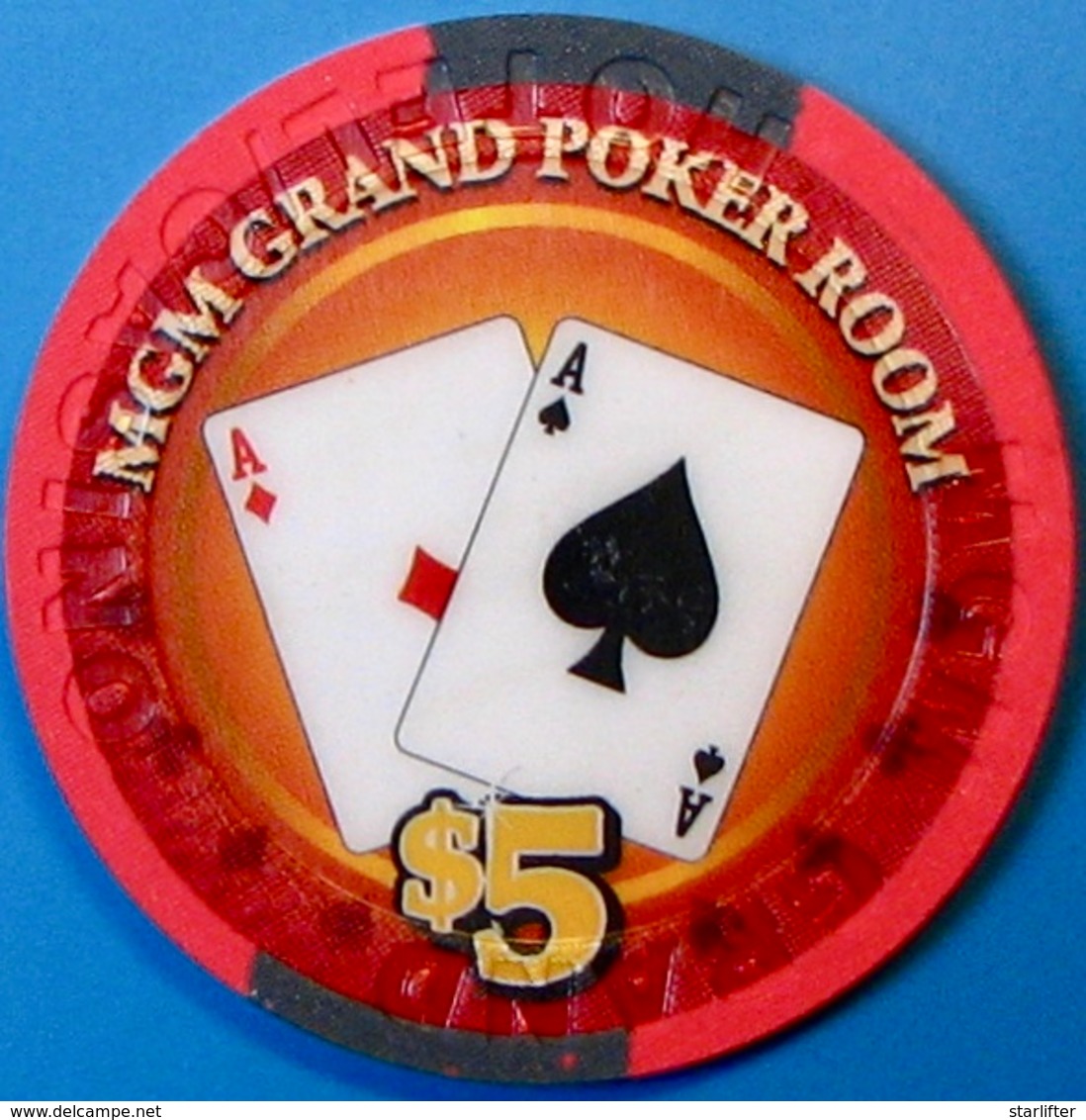 $5 Casino Chip. MGM Grand, Las Vegas, NV. Poker Room Grand Opening 2005. M72. - Casino