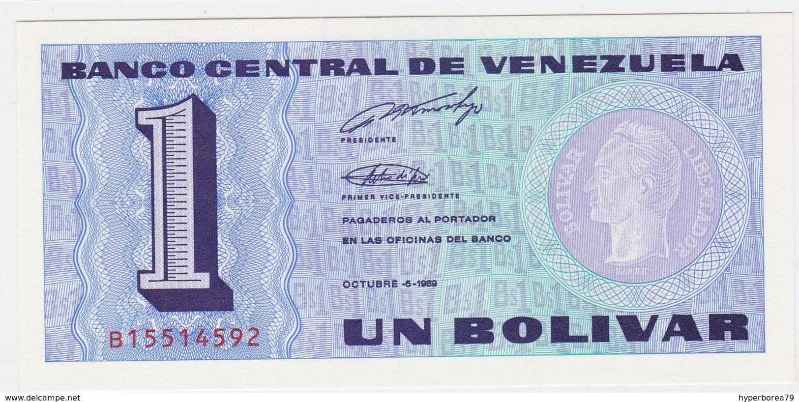 Venezuela P 68 - 1 Bolivar 5.10.1989 - UNC - Venezuela