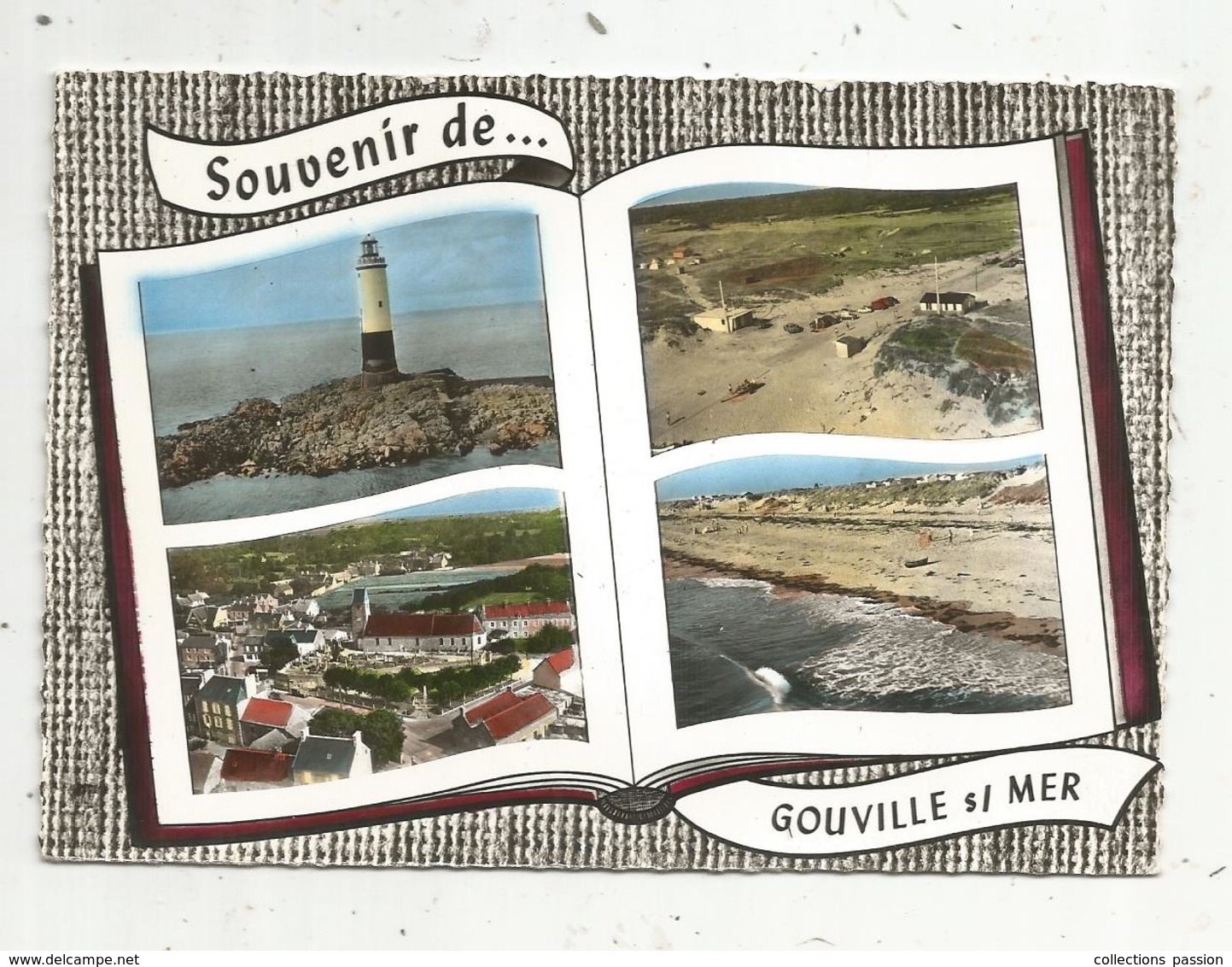 Cp ,50 ,Manche , Souvenir De...GOUVILLE SUR MER ,multi Vue,voyagée 1962 , Ed. Lapie - Autres & Non Classés