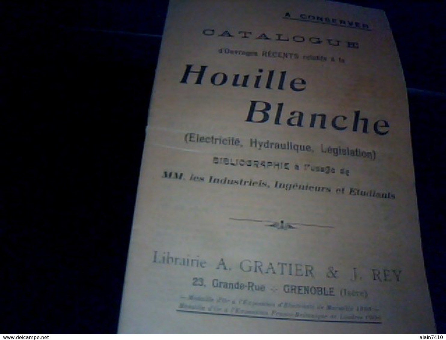 Vieux Papier   Non Illustré   Le Catalogue De La Houille Blanche Electicitee Hydraulique Annee A Definir ?? - Advertising