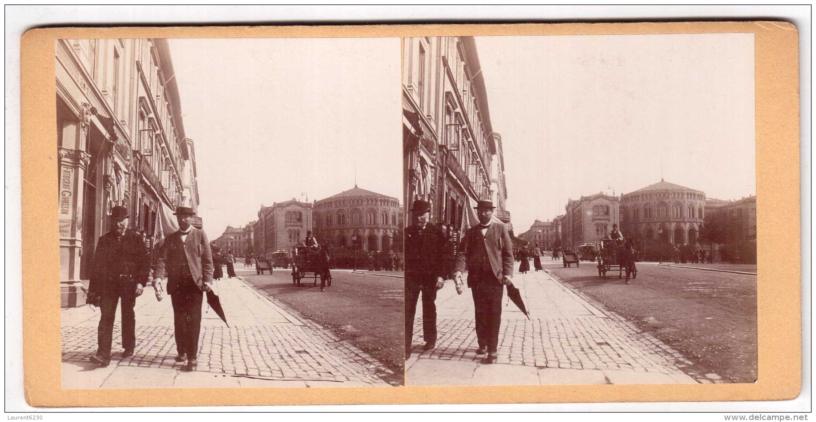 Photo Stéréoscopique - Danemark - Copenhague - Kobenhavn - Christiania - Le Storthuig - Carl Johans Gade - Entre 1878 Et - Photos Stéréoscopiques