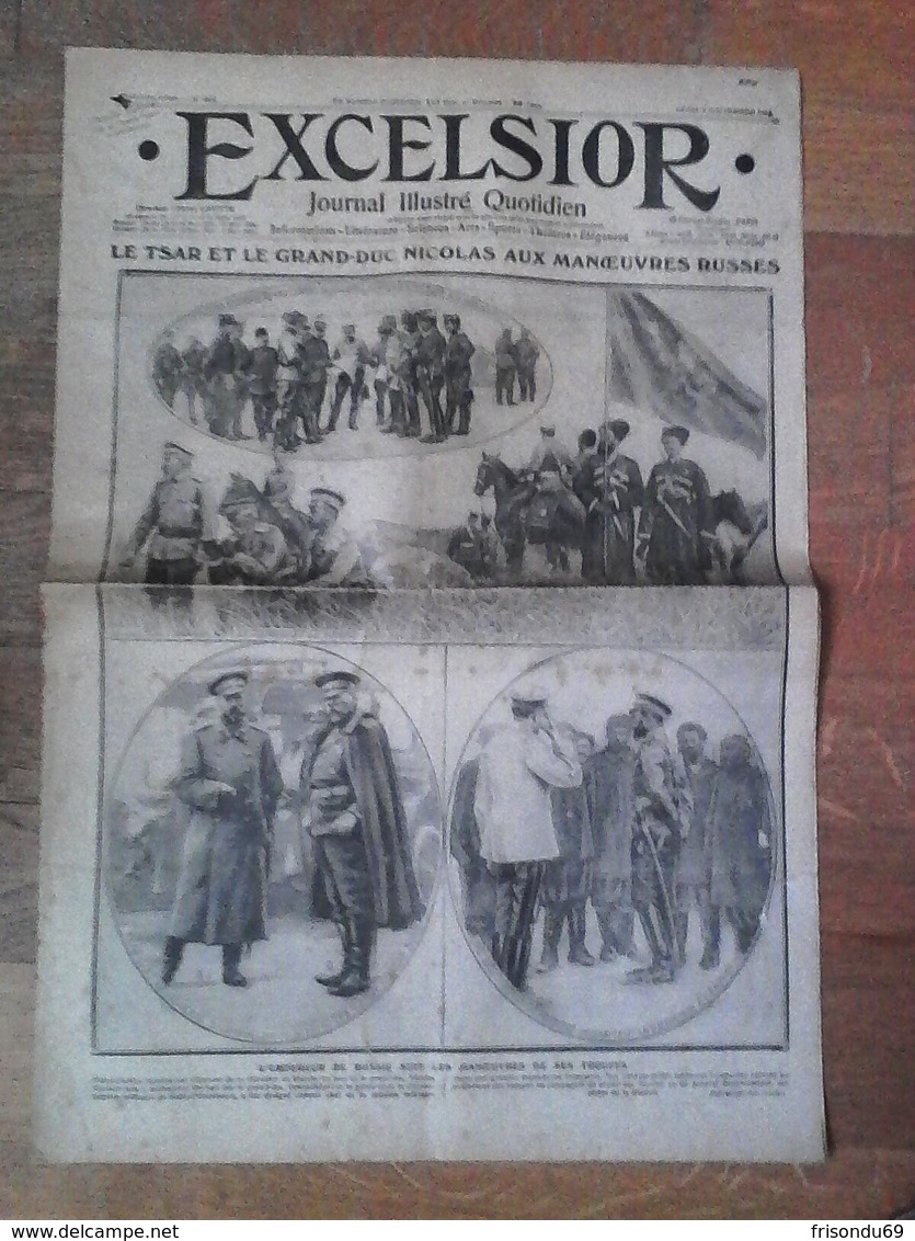 Excelsior - Le Tsar Et Le Grand-Duc Nicolas Aux Manœuvres Russes . 9 Septembre 1912 - Autres & Non Classés