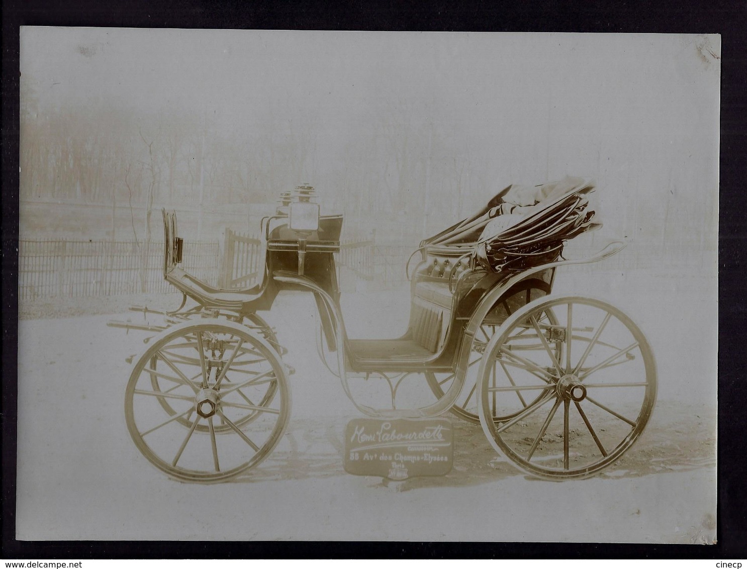 SUPERBE PHOTO CARROSSIER HENRI LABOURDETTE 35 AVENUE DES CHAMPS ELYSEES PARIS EQUIPAGE 2014 PHOTOGRAPHIE ANCIENNE - Alte (vor 1900)