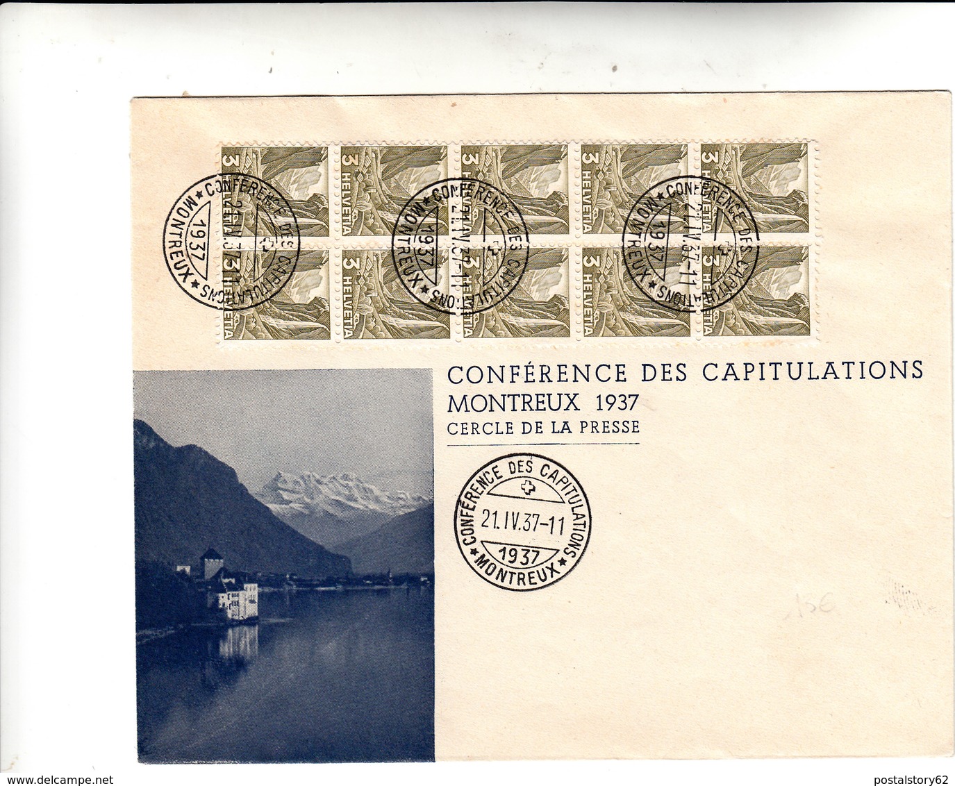 Conférence Des Capitulations, Montreux 1937 Cover - Marcophilie