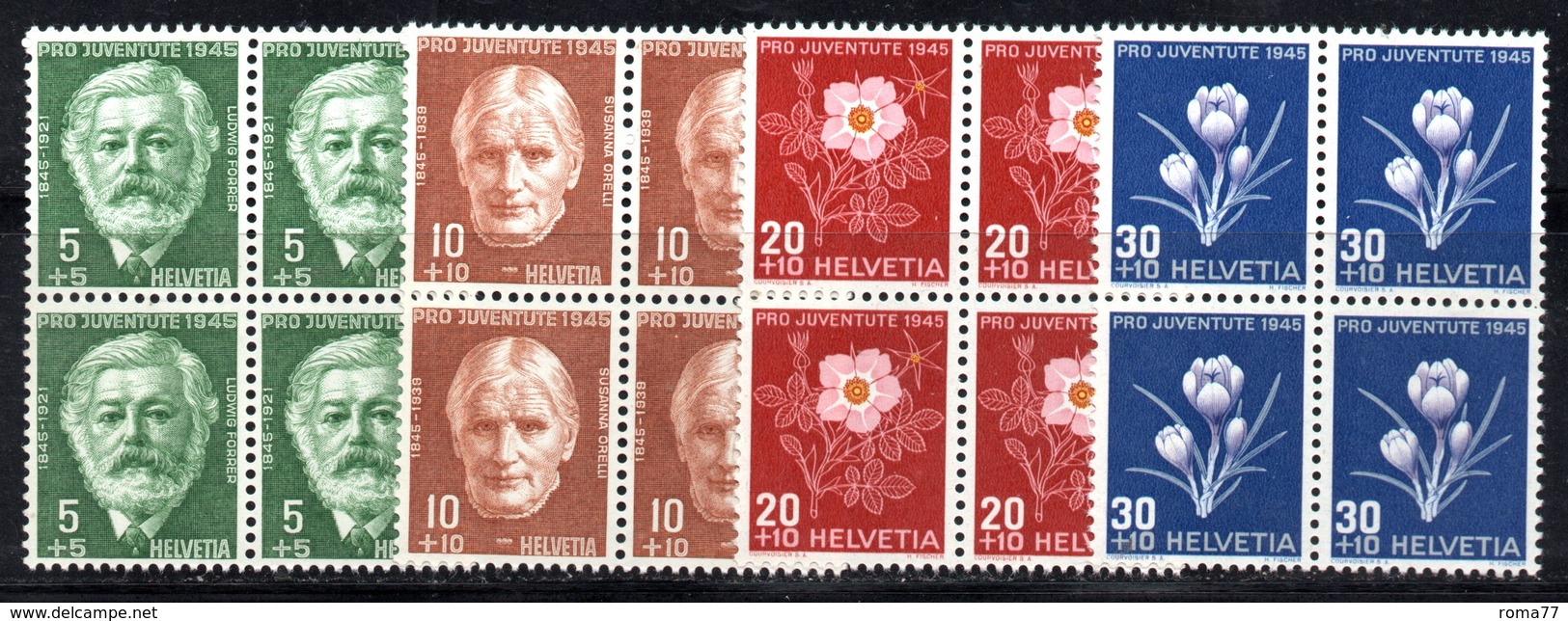 151/1500 - SVIZZERA 1945 , Pro Juventute  Unificato N. 423/428 ***  MNH  : Quartine - Nuovi