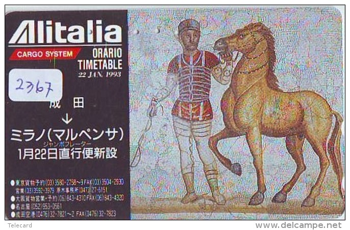 Télécarte  JAPON * ALITALIA * FRESQUE CHEVAL  (2367)  * AVION * AIRLINE * Phonecard JAPAN - Aerei