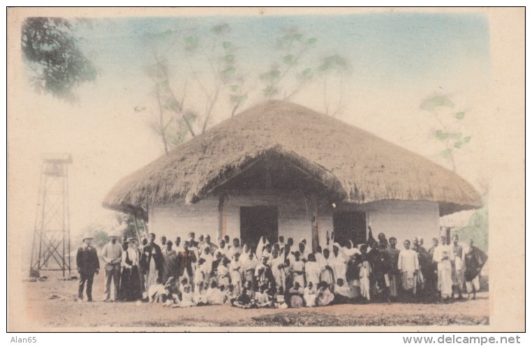 Nowgong (Nagaon) Assam India, American Baptist Foreign Mission Society, Chapel With Christians, C1900s Vintage Postcard - India