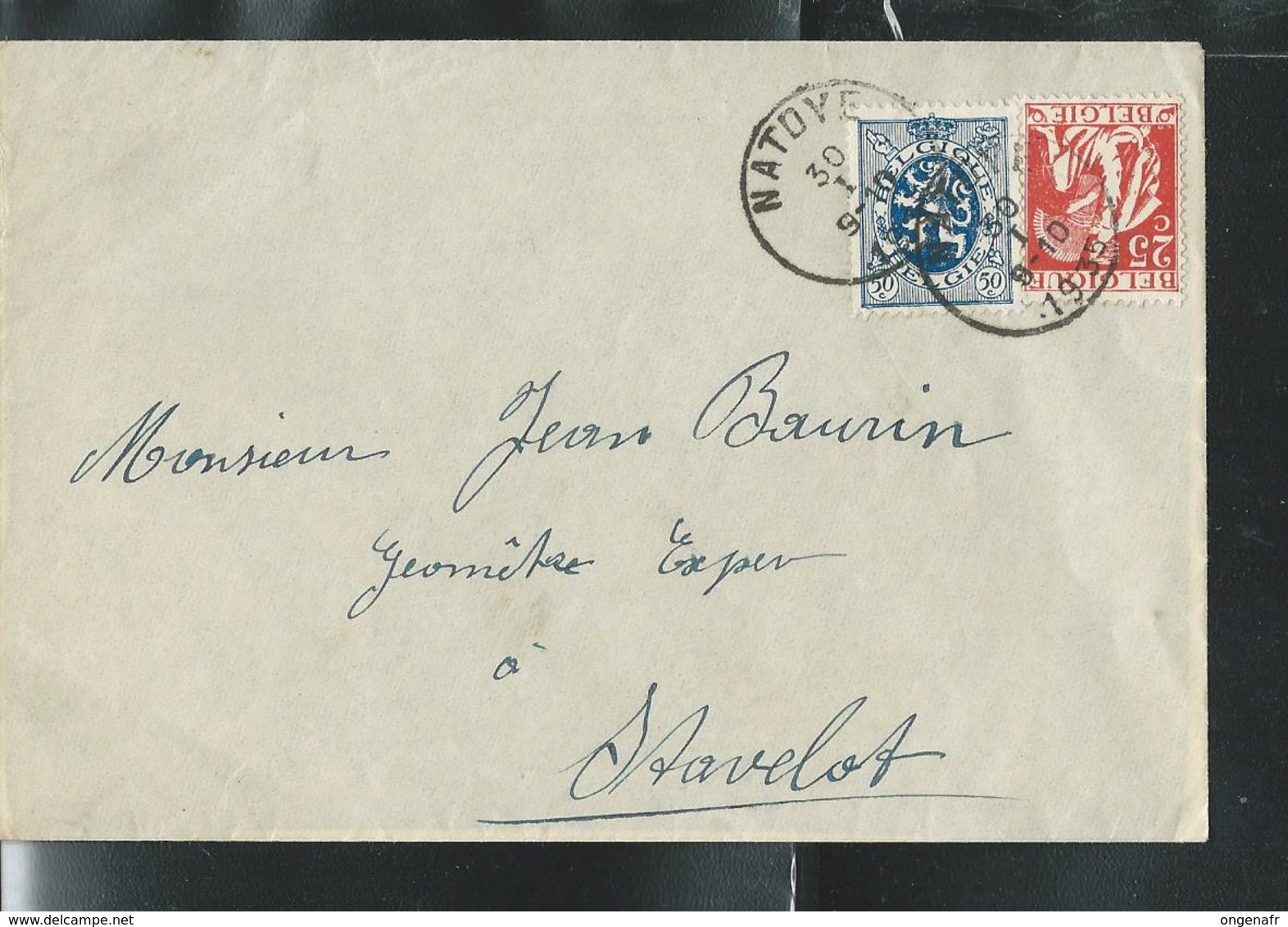 Doc;  Avec N° 339 - 285 Obl. Natoye 30/01/1935  Pour Stavelot - Landpost (Ruralpost)