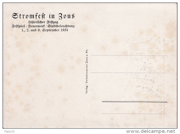 2794110Zons Am Rhein. Festpostkarte (Nach Einen Entwurf Von The Blüm, Köln) (Links Unter Kleine Falten) - Autres & Non Classés