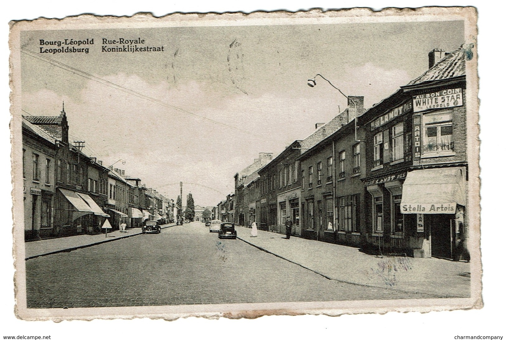 Bourg-Léopold Rue Royale / Leopoldsburg Koninklijkestraat -  Café Au Bon Coin - Circulée - Uitg. Libr. Claes - 2 Scans - Leopoldsburg