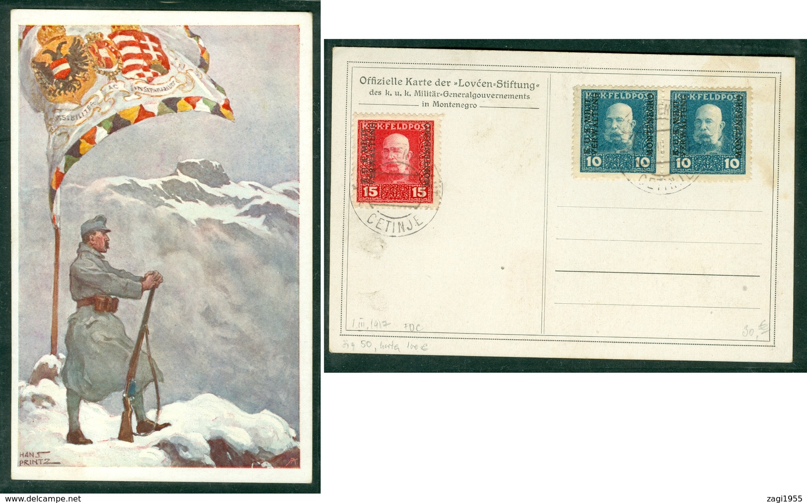 Austria 1917 FDC K.u.K. Militer Verwaltung Montenegro Official Card - Lettres & Documents