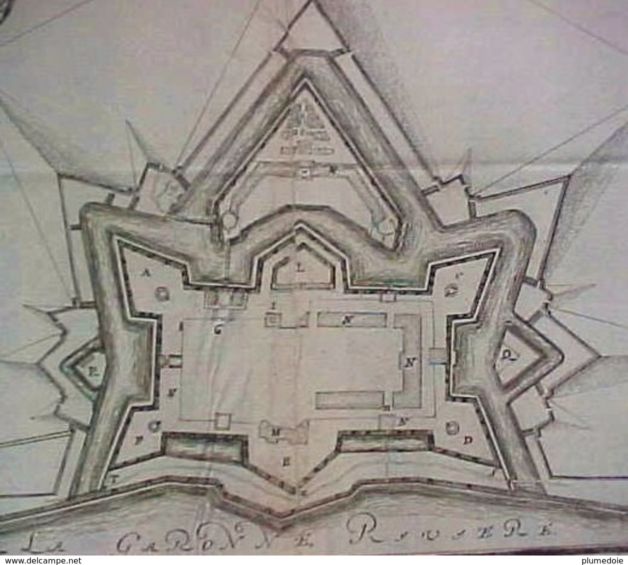 XVII °  GRAVURE  PLAN Du CHATEAU TROMPETTE BORDEAUX , NICOLAS De FER , Echelle 60 Toises  Papier à Trames & Filigrane . - Prints & Engravings