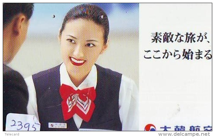 Télécarte  JAPON * KOREAN AIR  (2395) STEWARDESS *  AVIATION * AIRLINE * Phonecard JAPAN  AIRPLANE * FLUGZEUG - Avions