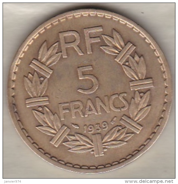 5 FRANCS 1939 . Bronze Aluminium - Autres & Non Classés