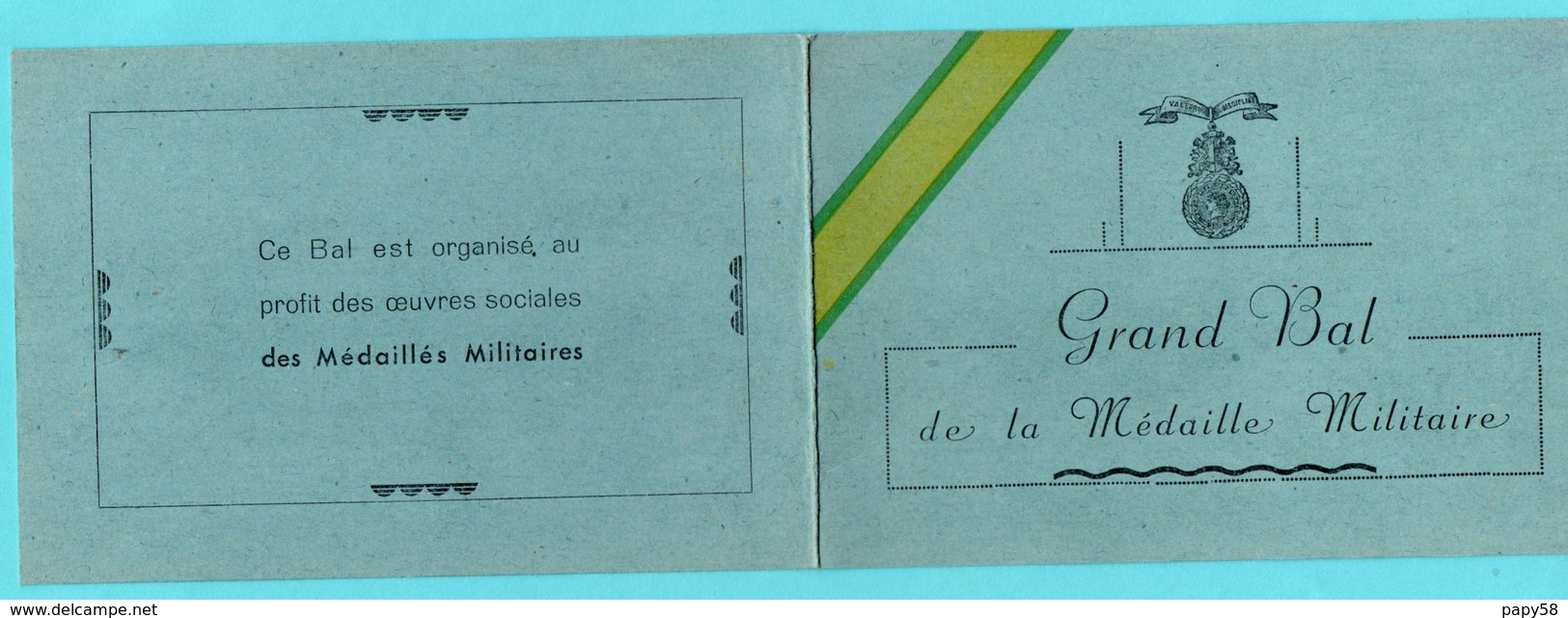 Vieux Papiers > Non Classés >  Invitation Bal De La Médaille Militaire Salle Des Fête De Moulins - Programmi