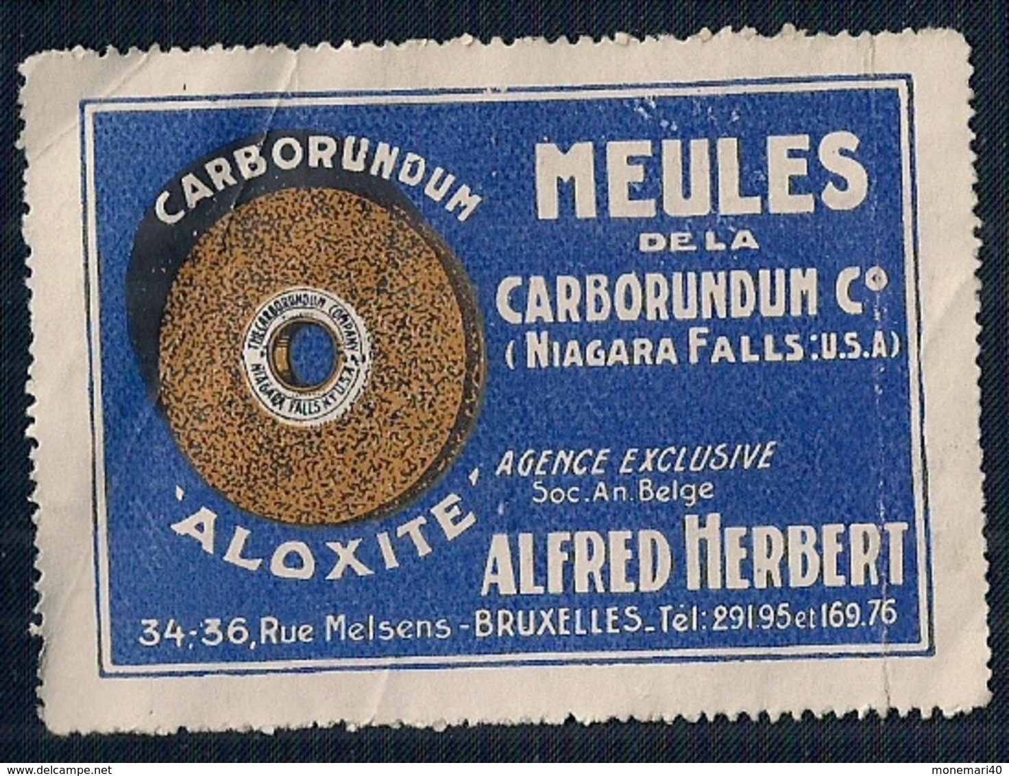 BELGIQUE - BRUXELLES - MEULES DE LA CARBORUNDUM ALOXITE - ALFRED HERBERT - Other & Unclassified