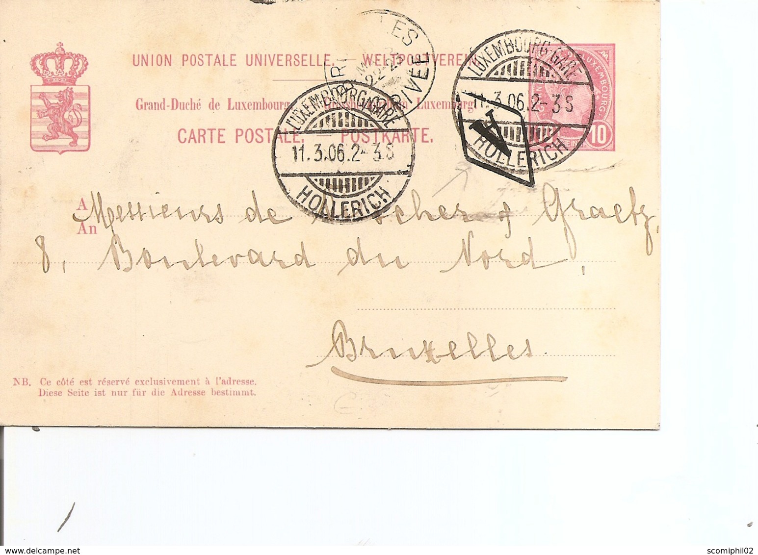 Luxembourg ( EP De 1906 De Luxembourg Gare Vers La Belgique - Voir A Encadré) - 1906 Wilhelm IV.