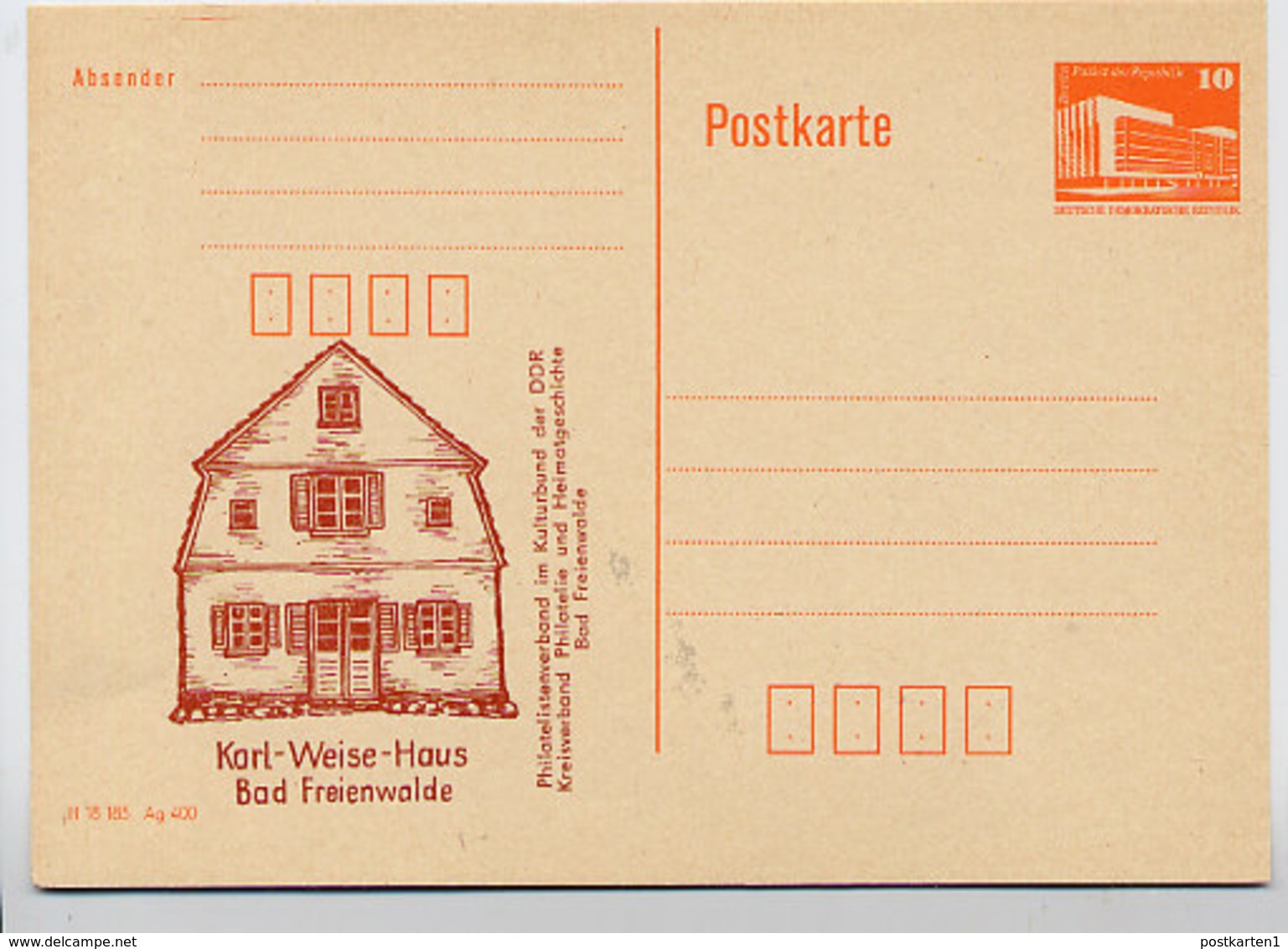 DDR P86II-13-88 C17 Privater Zudruck KARL WEISE Bad Freienwalde 1988 - Cartes Postales Privées - Neuves