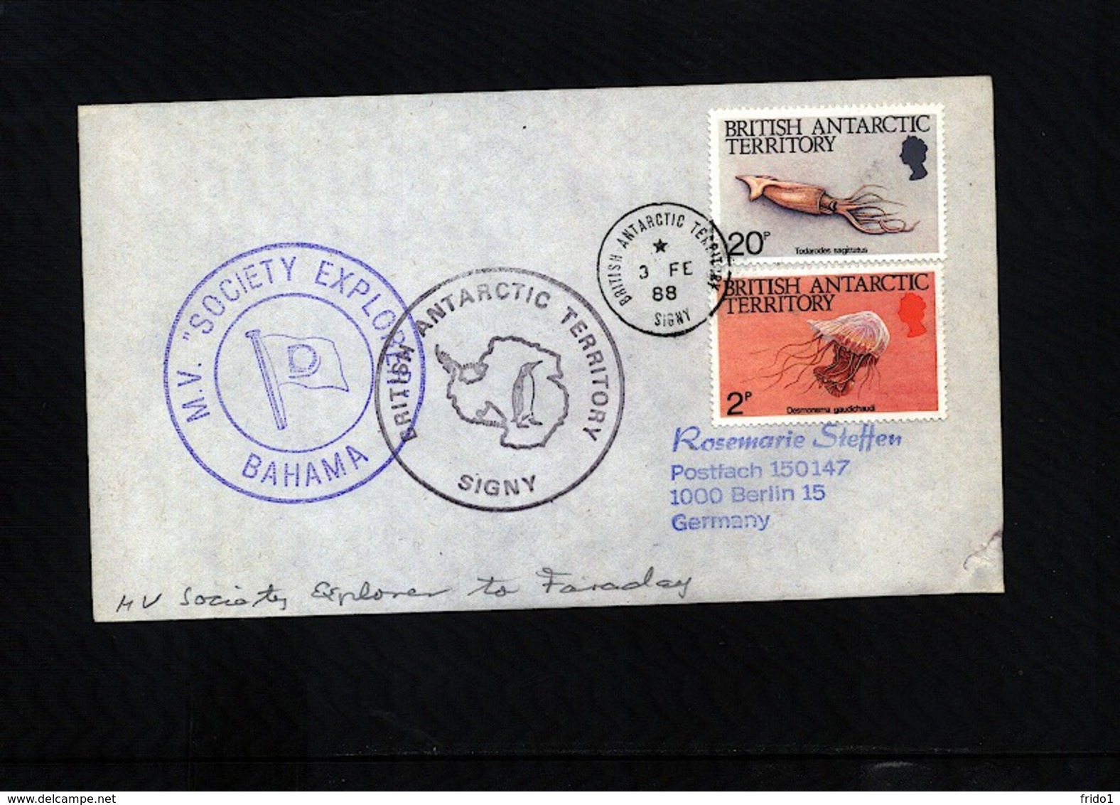 British Antarctic Territory 1988 Signy Island Interesting Ship  Cover - Briefe U. Dokumente