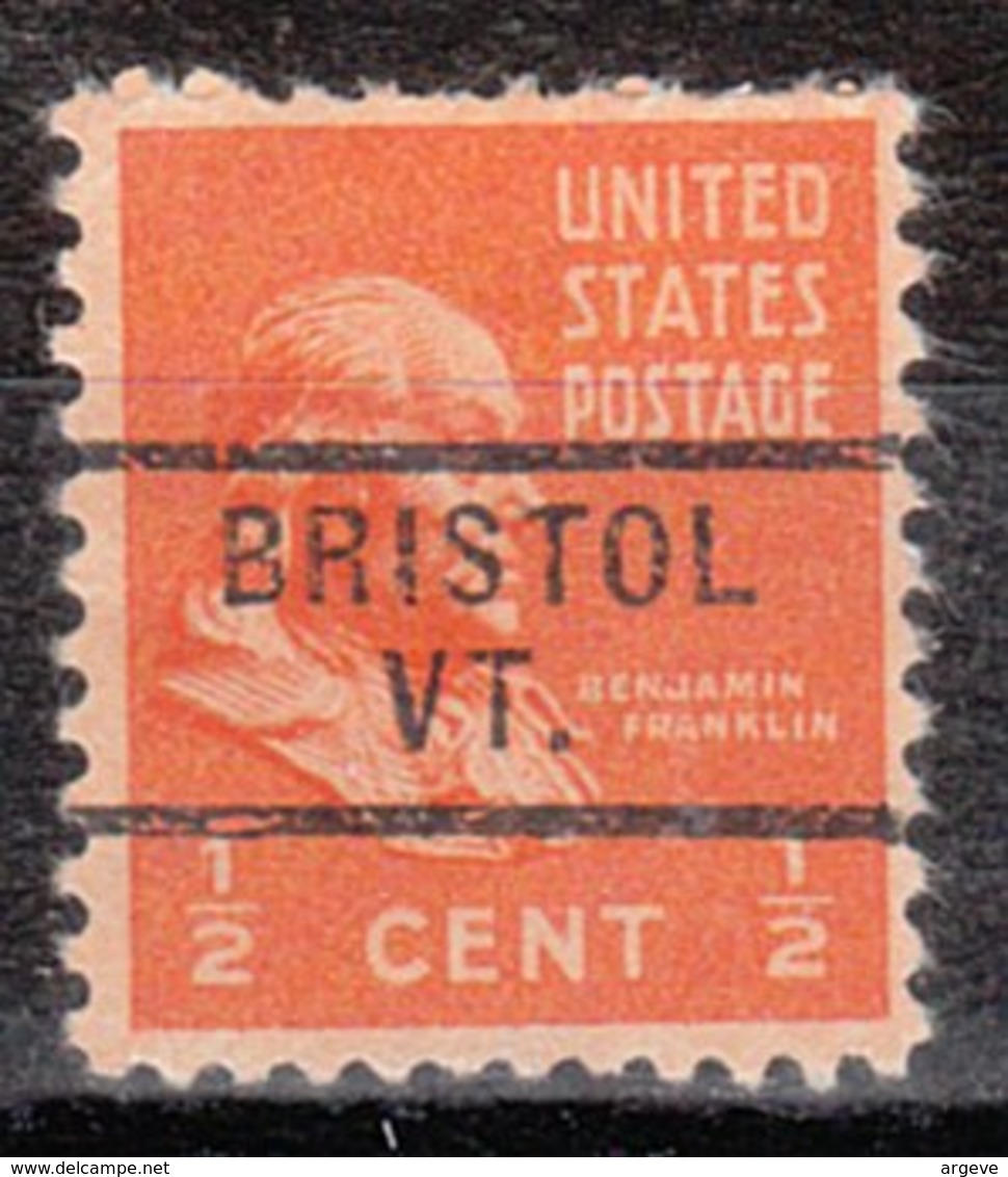 USA Precancel Vorausentwertung Preo, Locals Vermont, Bristol 729, Perf. Not Perfect - Vorausentwertungen