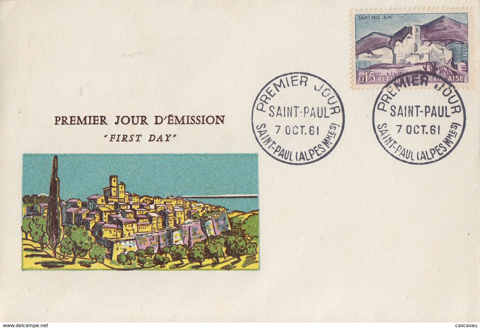 Enveloppe  FDC  1er  Jour    SAINT  PAUL  DE  VENCE   1961 - 1960-1969